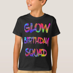 T-shirt Glow Birthday Squad Glow Party 80s Group Party Tea