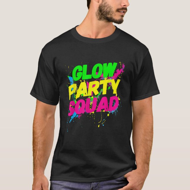 T-shirt Glow Party Squad Paint Splatter Effet Glow Party (Devant)