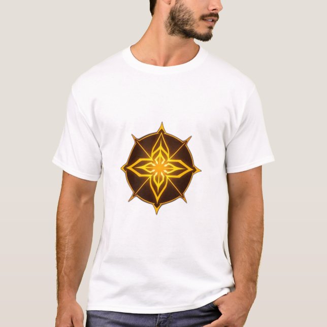 T-shirt Glowing Golden Compass Rose on Dark Circle (Devant)