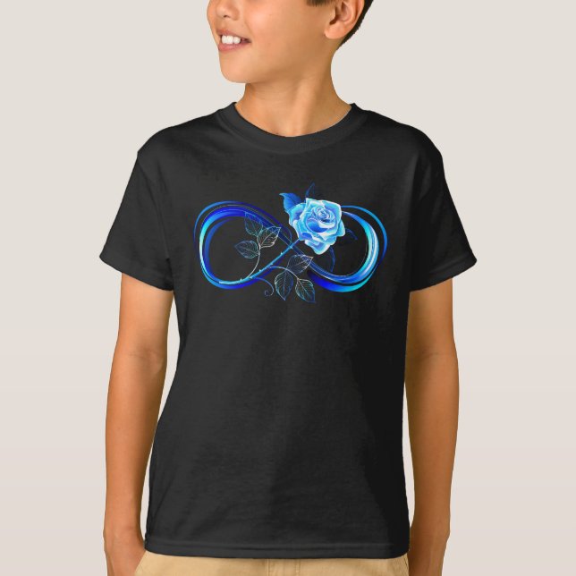T-shirt Glowing infinity with blue rose (Devant)
