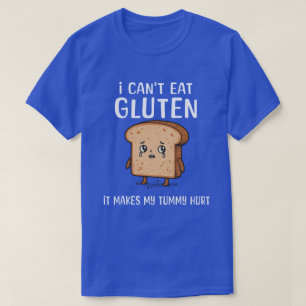 T-shirt Gluten drôle Libre "My Tummy Hurles" Pain triste