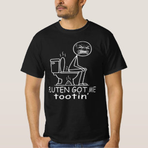T-shirt gluten m'a fait péter Mème de toilette Stickman en