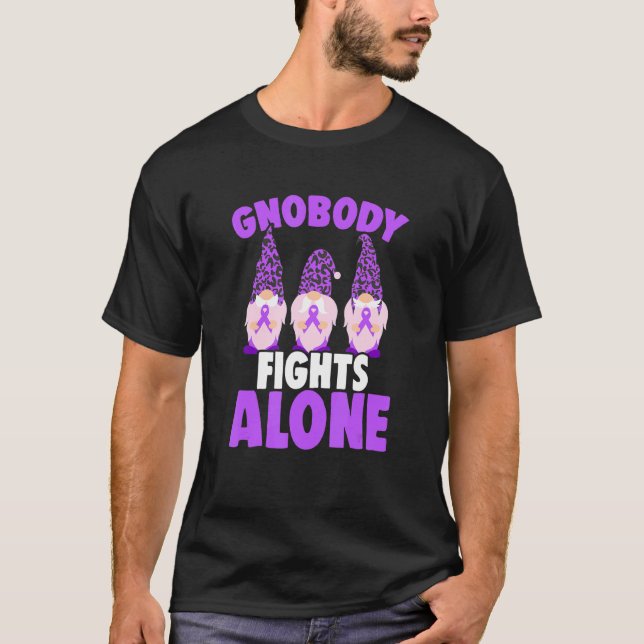 T-shirt Gnobody Fights Alone Epilepsy Gnome Epilepsy Aware (Devant)