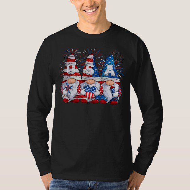 T-shirt Gnome   4th Of July Gnomes Patriotic American Flag (Devant)