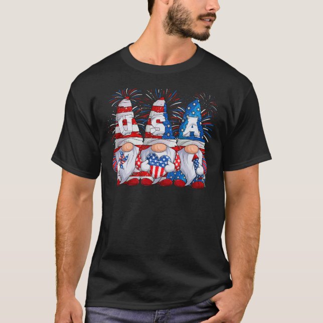 T-shirt Gnome   4th Of July Gnomes Patriotic American Flag (Devant)