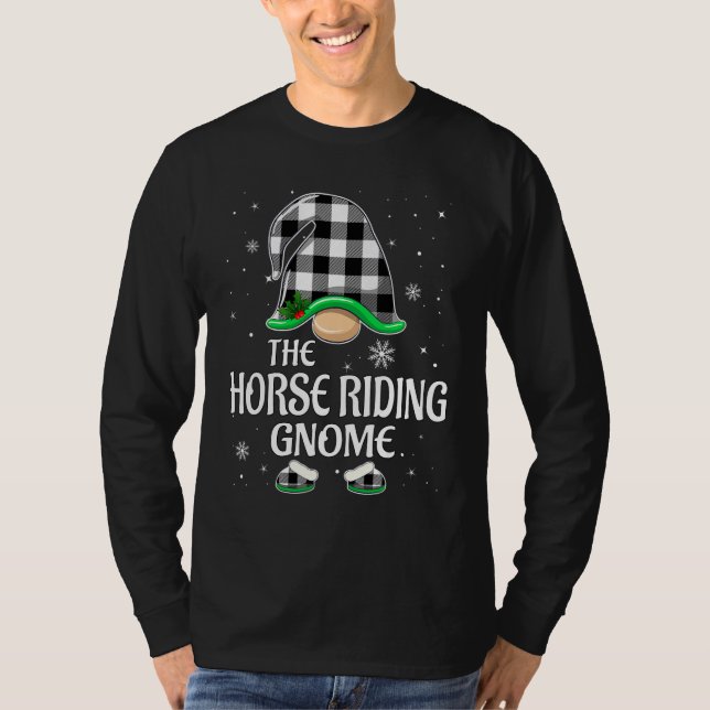 T-shirt Gnome à cheval Buffalo Plaid Noël Matchin (Devant)