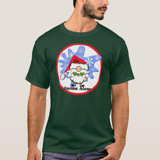 T-shirt Gnome Alone Funny Christmas Movie Parodie Rouge Ve (Devant)