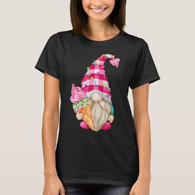 T-shirt Gnome Amateur De Crème Glaciaire Pour Femmes Avec  (Devant)