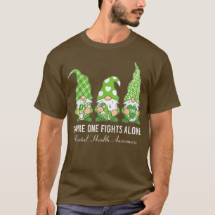 T-shirt Gnome au ruban vert seul contre la santé mentale