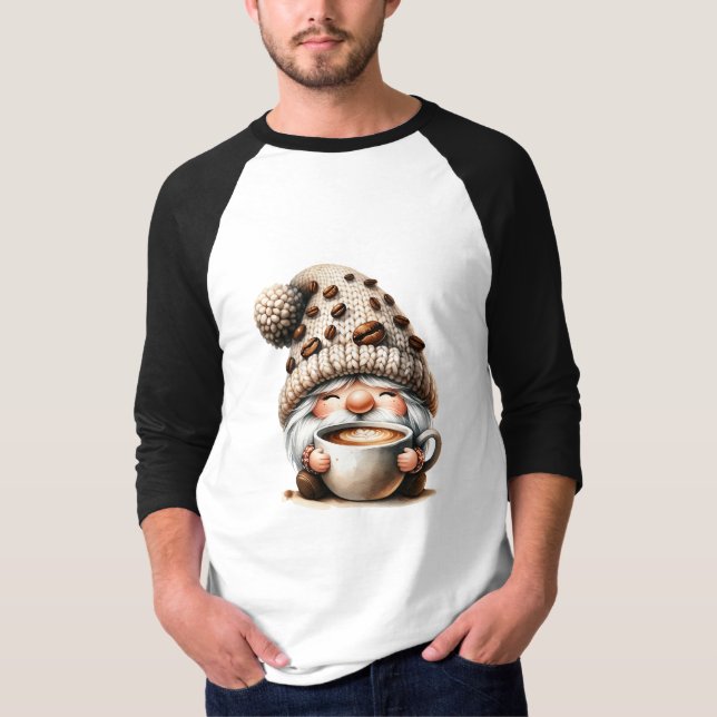 T-shirt Gnome avec fèves de café - Pure Caféine Joie (Devant)