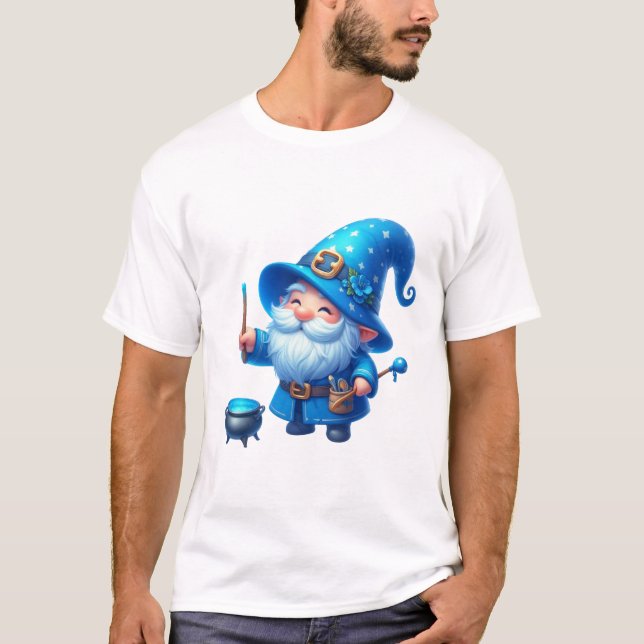 T-shirt Gnome bleu enchanté (Devant)