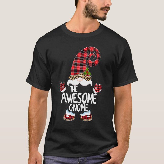 T-shirt Gnomé Buffalo Plaid Matching Famille Christ (Devant)