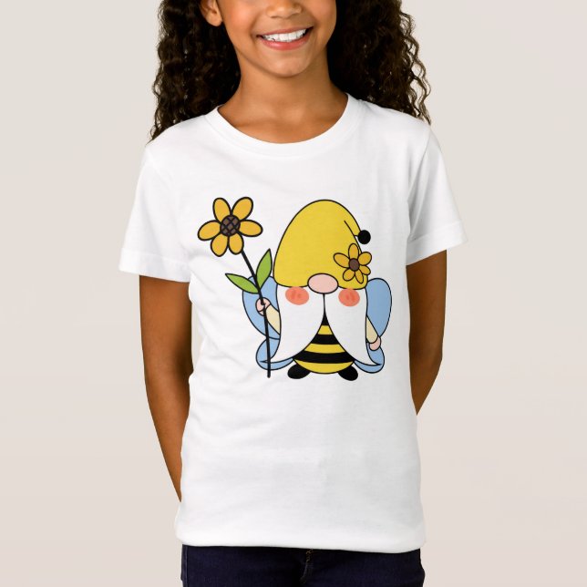 T-shirt Gnome Bumblebee de tournesol mignon (Devant)