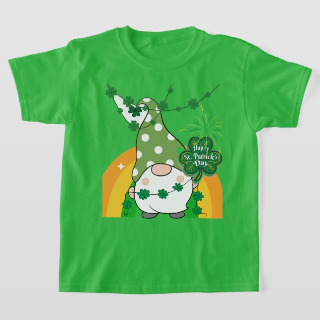 T-shirt Gnome de la Saint Patrick avec ShamrocksT-Shirt (Poser)