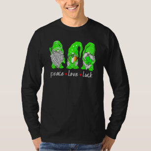 T-shirt Gnome de la Saint-Patrick Paix Amour Chance Cœur S
