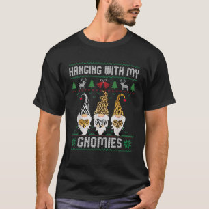 T-shirt Gnome de Noël drôle suspendu avec mes gnomes fami