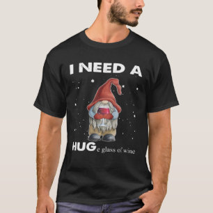 T-shirt Gnome De Noël J'Ai Besoin D'Un Verre De Vin Vintag