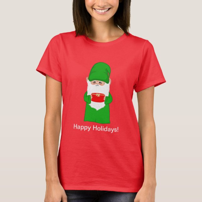 T-shirt Gnome de Noël moche drôle en vert moche (Devant)