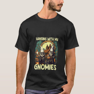 T-shirt Gnome de squelette drôle Halloween suspendu avec m