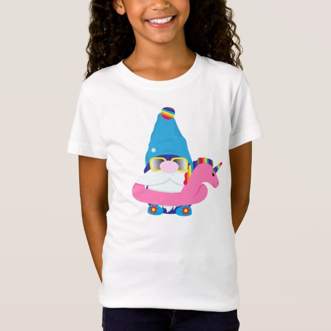 T-Shirt Gnome d'été en Anneau de plage de Unicorn (Devant)