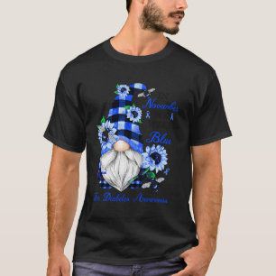 T-shirt Gnome Diabétique Novembre Mois du diabète Ruban Bl