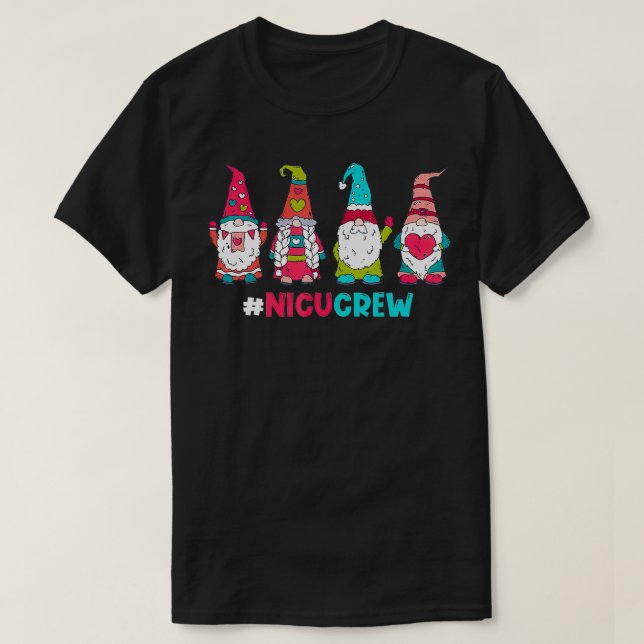 T-shirt Gnome Drôle Avec Coeurs NICU Crew Valentines Jour  (Design devant)