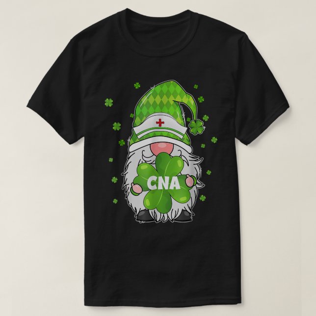 T-shirt Gnome Drôle Avec Shamrock CNA Nurse St patrick Da (Design devant)