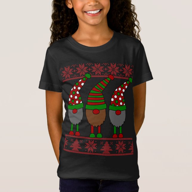 T-Shirt Gnome Elf Vilain Chandail de Noël Correspondant Fa (Devant)