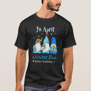 T-shirt Gnome En Avril Nous Portons Bleu Sensibilisation à