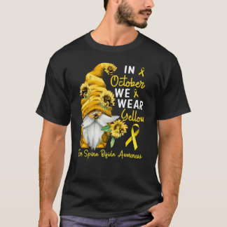 T-shirt Gnome En Octobre Nous Portons Jaune Spina Bifida A