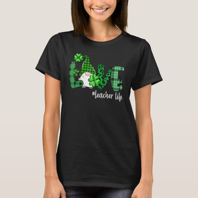 T-shirt Gnome Enseignant St Patrick's Day Amour Enseignant (Devant)