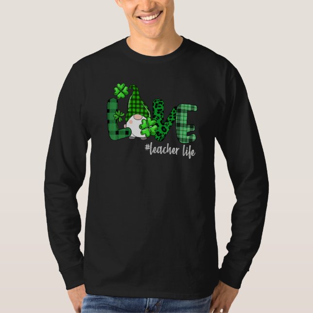 T-shirt Gnome Enseignant St Patrick's Day Amour Enseignant (Devant)