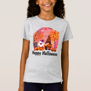 T-Shirt Gnome et fantôme d'Halloween mignonnes avec fille