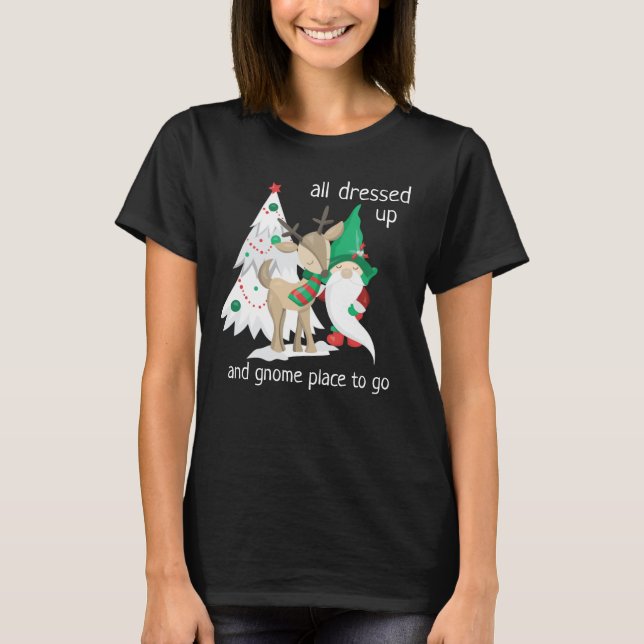 T-shirt Gnome et renne de Noël drôle (Devant)