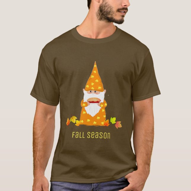T-shirt Gnome & Fall Leaves de Thanksgiving mignon (Devant)