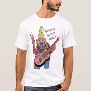 T-shirt Gnome Fantaisiste avec Guitare de la Paix, Vibe Gr