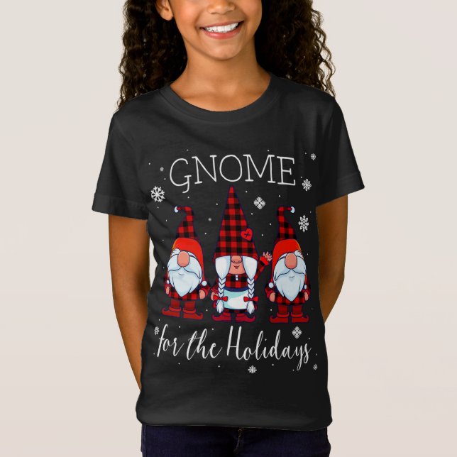 T-Shirt Gnome for the Holidays Buffalo Plaid 3 Gnomes Chri (Devant)