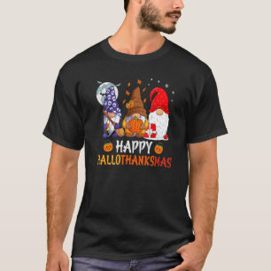 T-shirt Gnome Halloween Thanksgiving Christmas Happy Hallo