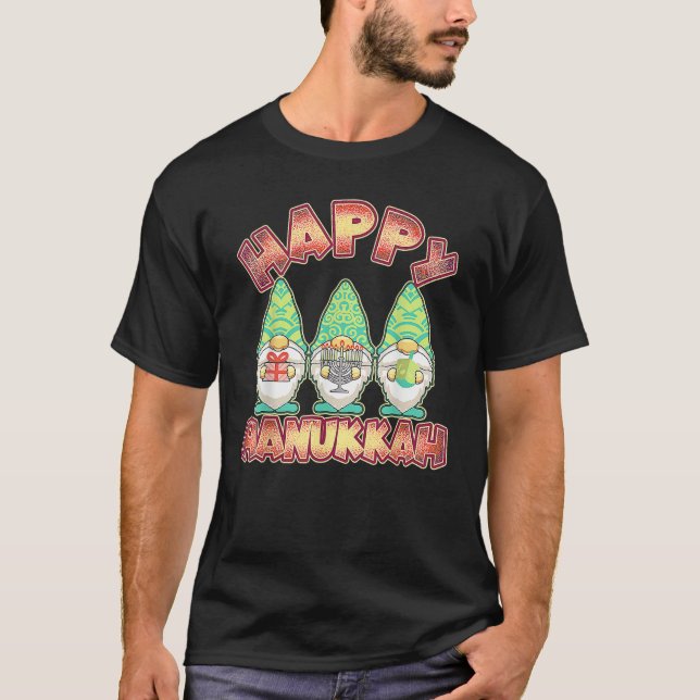 T-shirt Gnome Hanukkah Jewish Candles Festival Menorah Dre (Devant)
