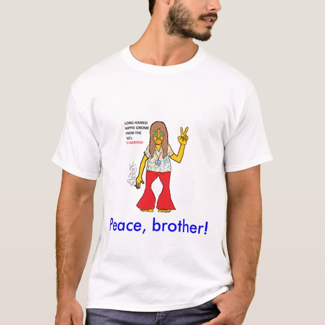 T-SHIRT GNOME HIPPIE AUX CHEVEUX LONGS (Devant)