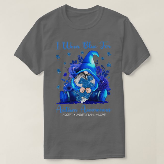 T-shirt Gnome I Wear Blue for Sensibilisation sur l'autism (Design devant)