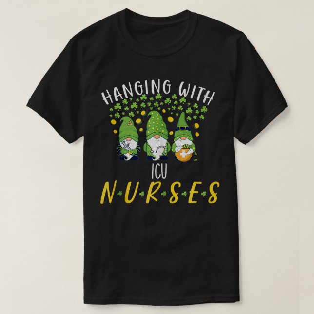 T-shirt Gnome ICU Nurses Funny Irish Nurse St Patricks Day (Design devant)