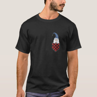 T-shirt Gnome in Pocket Tee Coffee Gnome Lover Red Plaid C