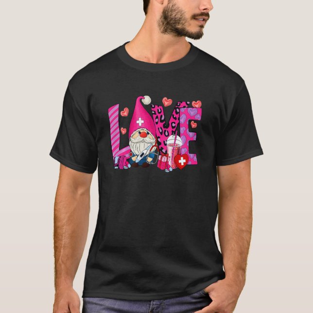 T-shirt Gnome Infirmière Valentines Jour Coeur Stethoscope (Devant)