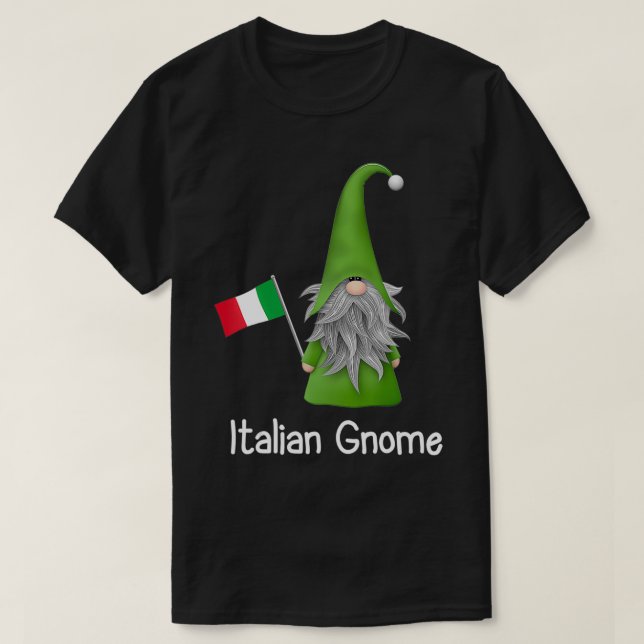 T-shirt Gnome italien tenant le drapeau de l'Italie (Design devant)