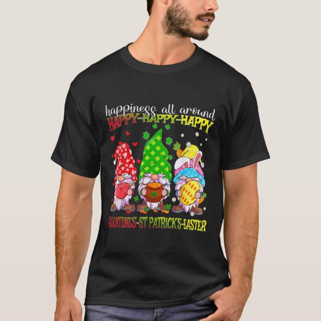 T-shirt Gnome Joyeuse Saint-Valentin Saint-Patrick Pâques  (Devant)