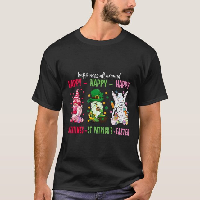 T-shirt Gnome Joyeuse Saint-Valentin Saint-Patrick Pâques  (Devant)