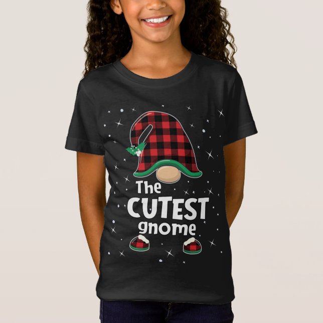 T-Shirt Gnome le plus mignon Plaid Correspondant Paja de N (Devant)