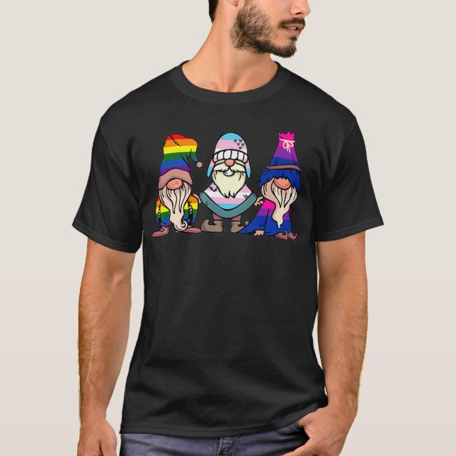 T-shirt Gnome LGBTQ Gay Bisexual Transexuel Fierté (Devant)