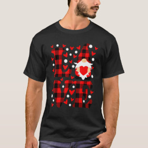 T-shirt Gnome Love Holt Heart Buffalo Plaid Happy Valen